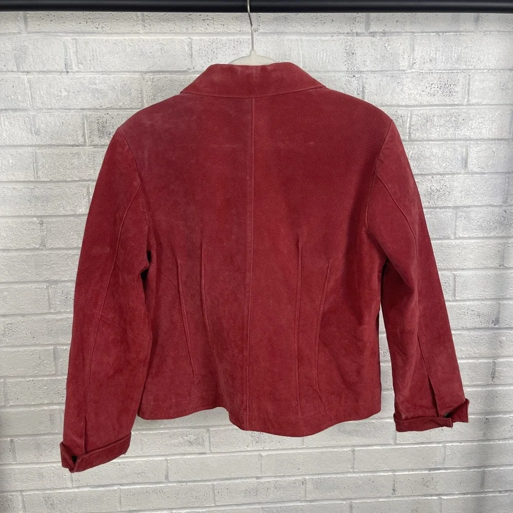 VTG Live A Little Red Suede Jacket Womens L Snap Front Western Boho